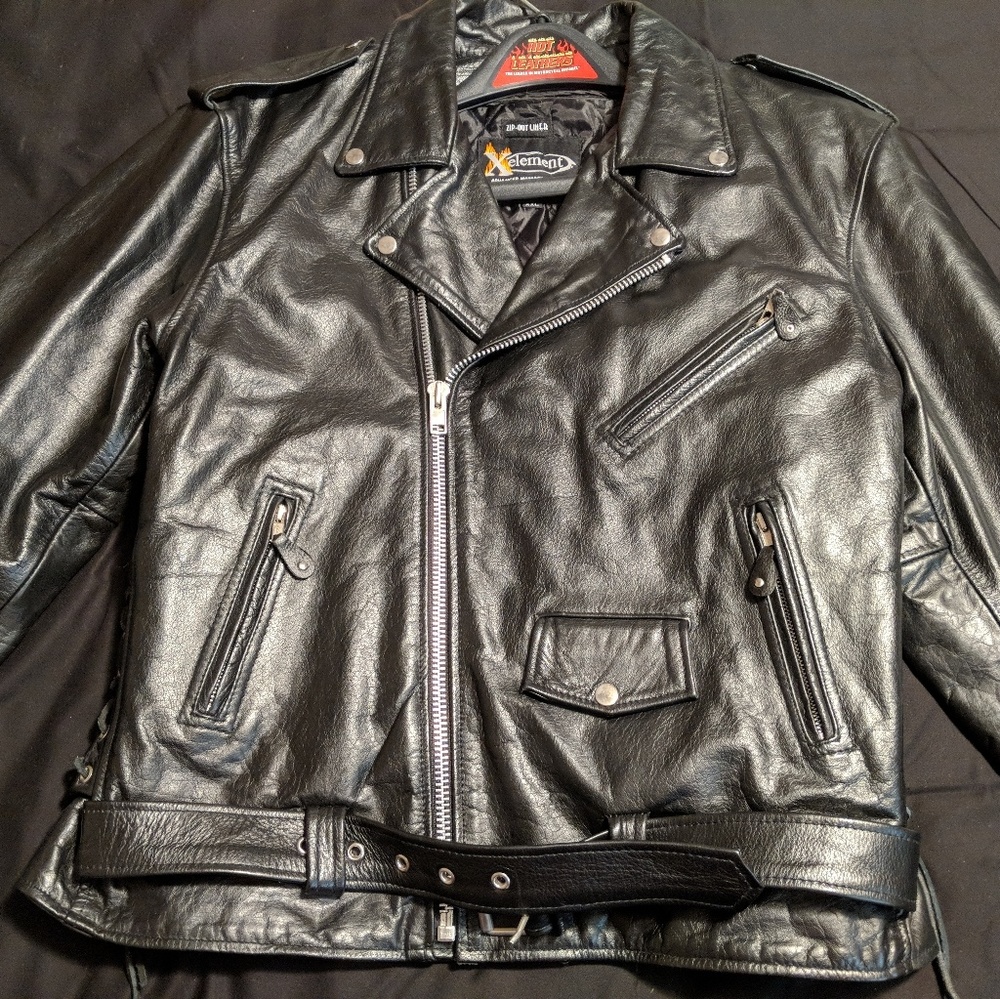 Xelement Black Leather Motorcycle Jacket
